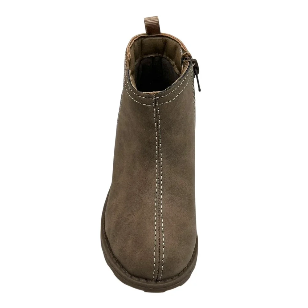 Carters Little Girl's Liana Ankle Boots Size 12 Taupe Glitter Accent Side Zip‎